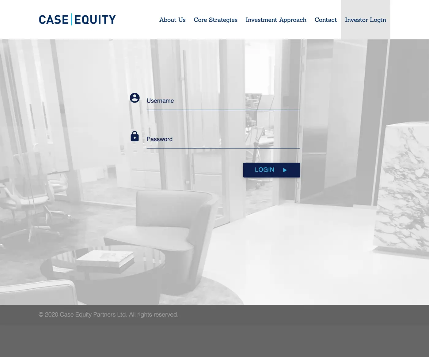 Investor login page