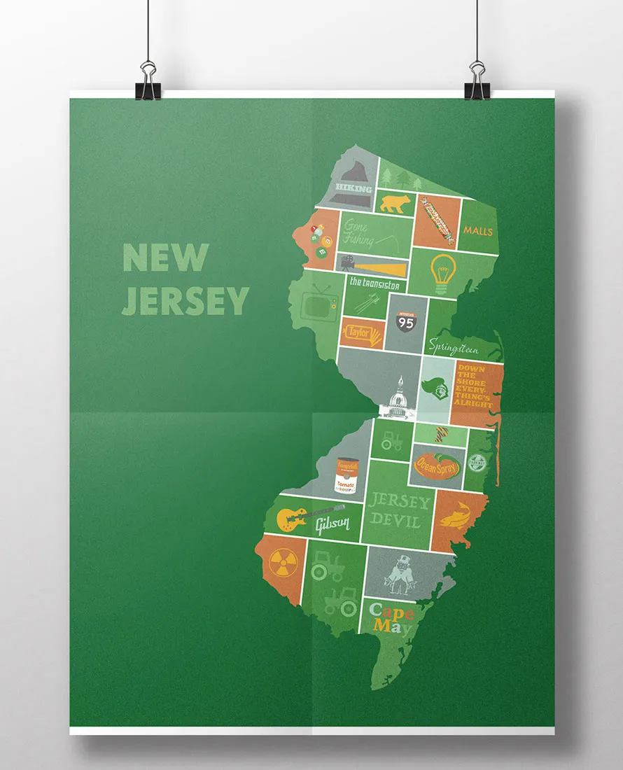 NJ County Map — Poster